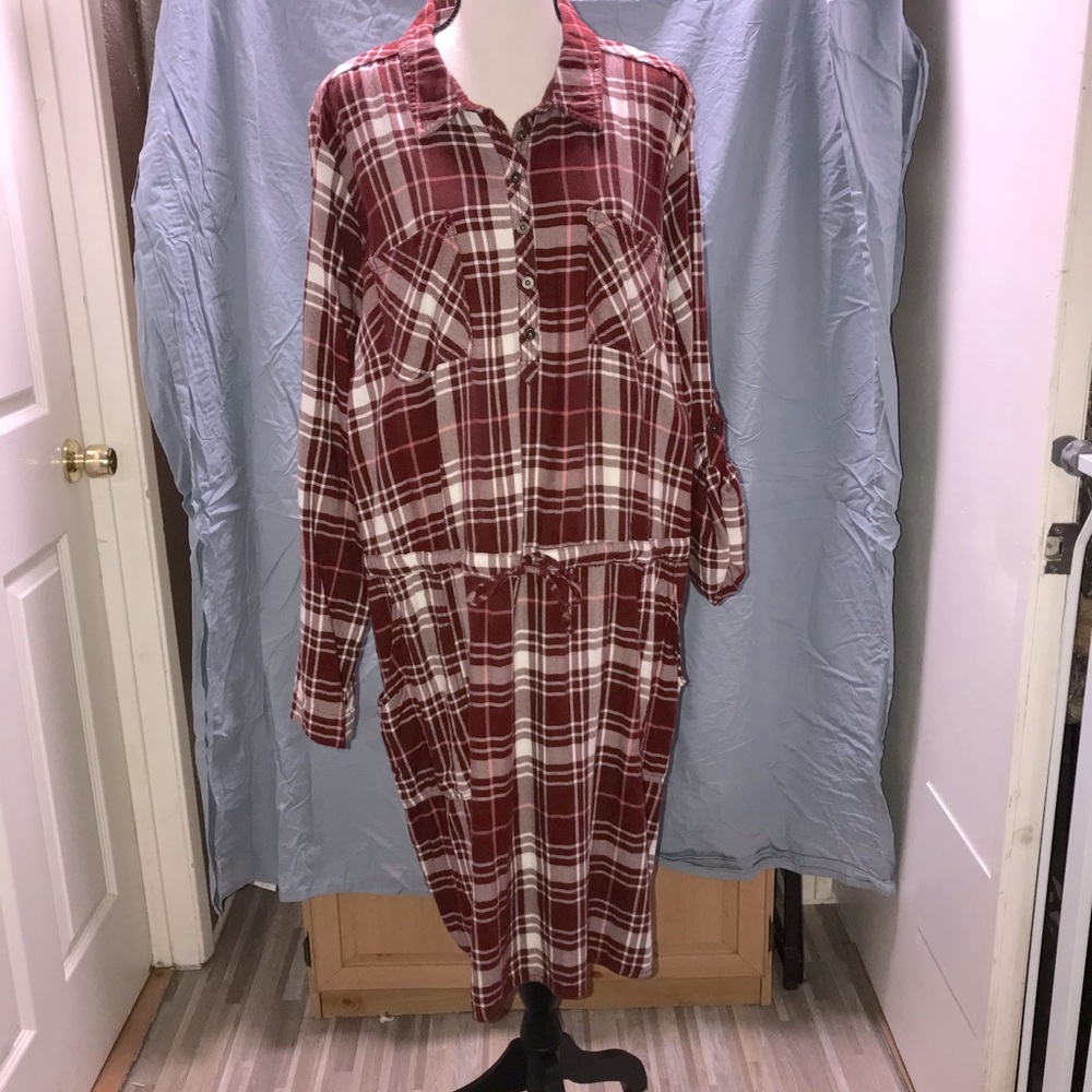 Sonoma Flannel Shirt Dress 1X